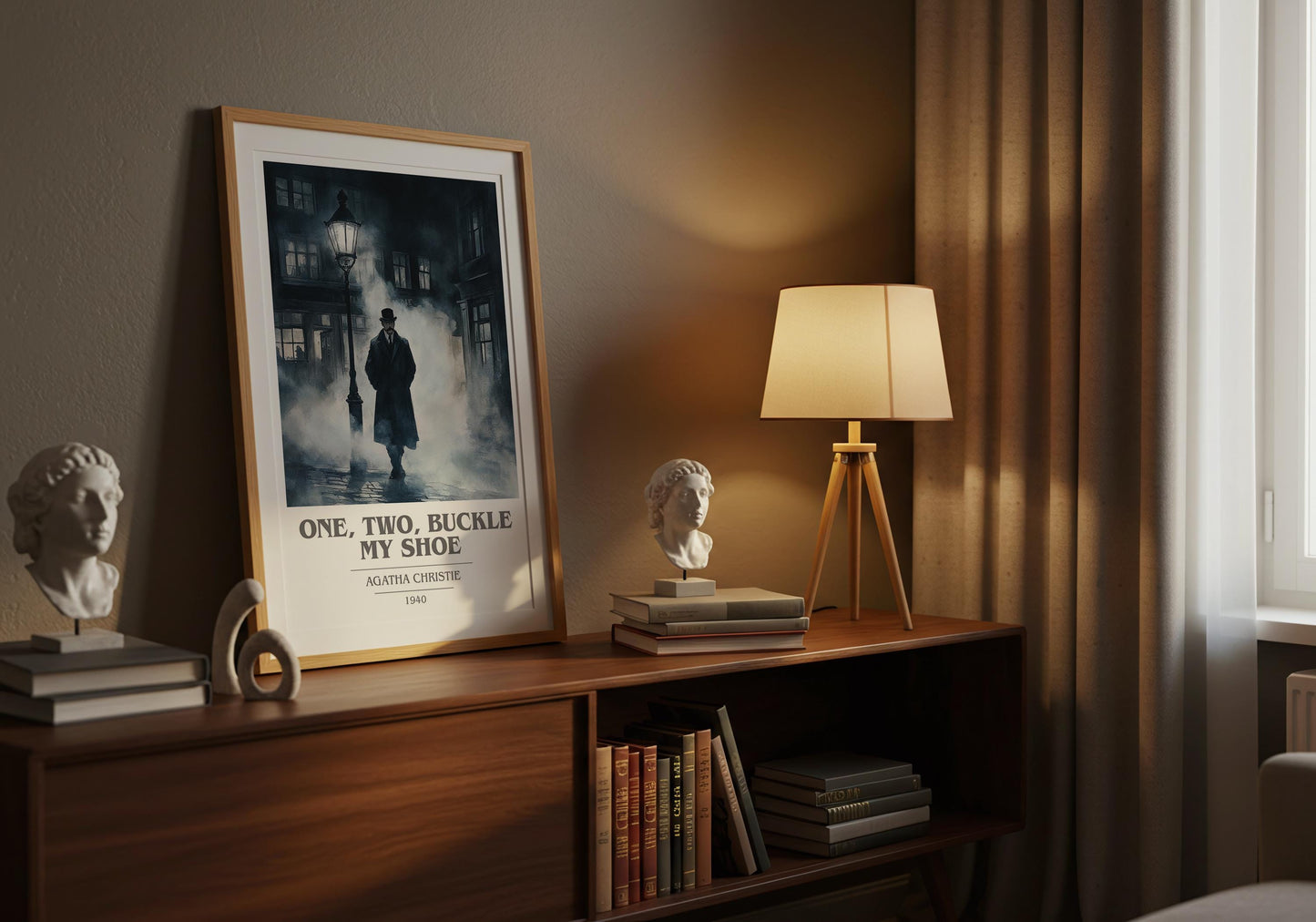 One, Two, Buckle My Shoe by Agatha Christie Descriptive Poster Print. Free Delivery Wall Art Author & Blurb Book Artwork Novel