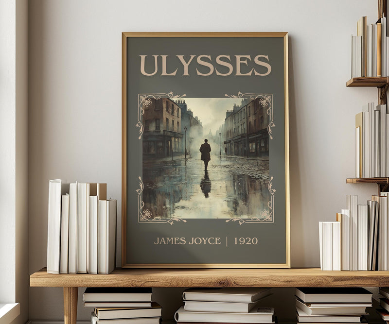 Ulysses classic book art print in frame leaning in hallway – classic literature wall art