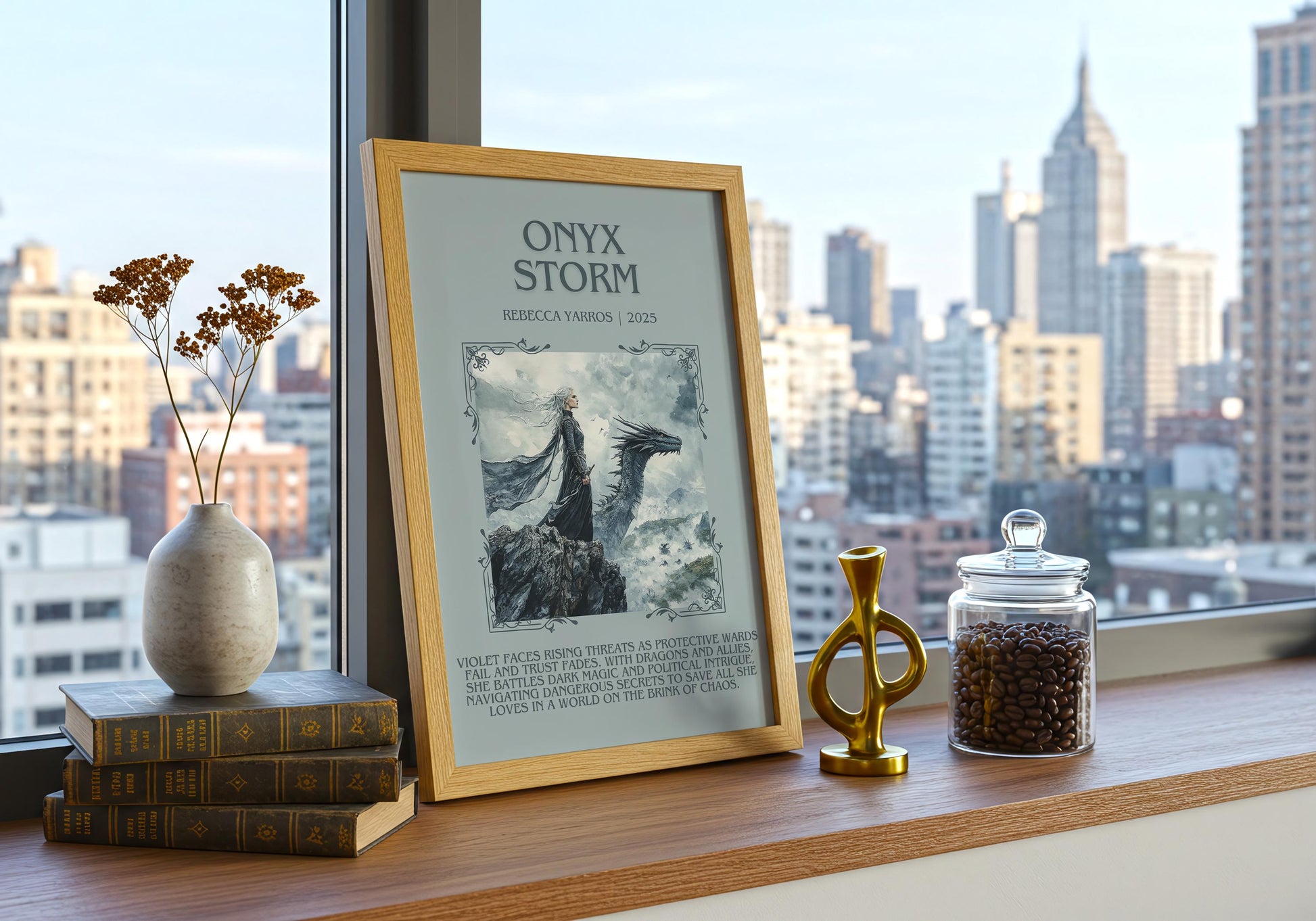 Onyx Storm by Rebecca Yarros | Descriptive Book Poster | Blurby