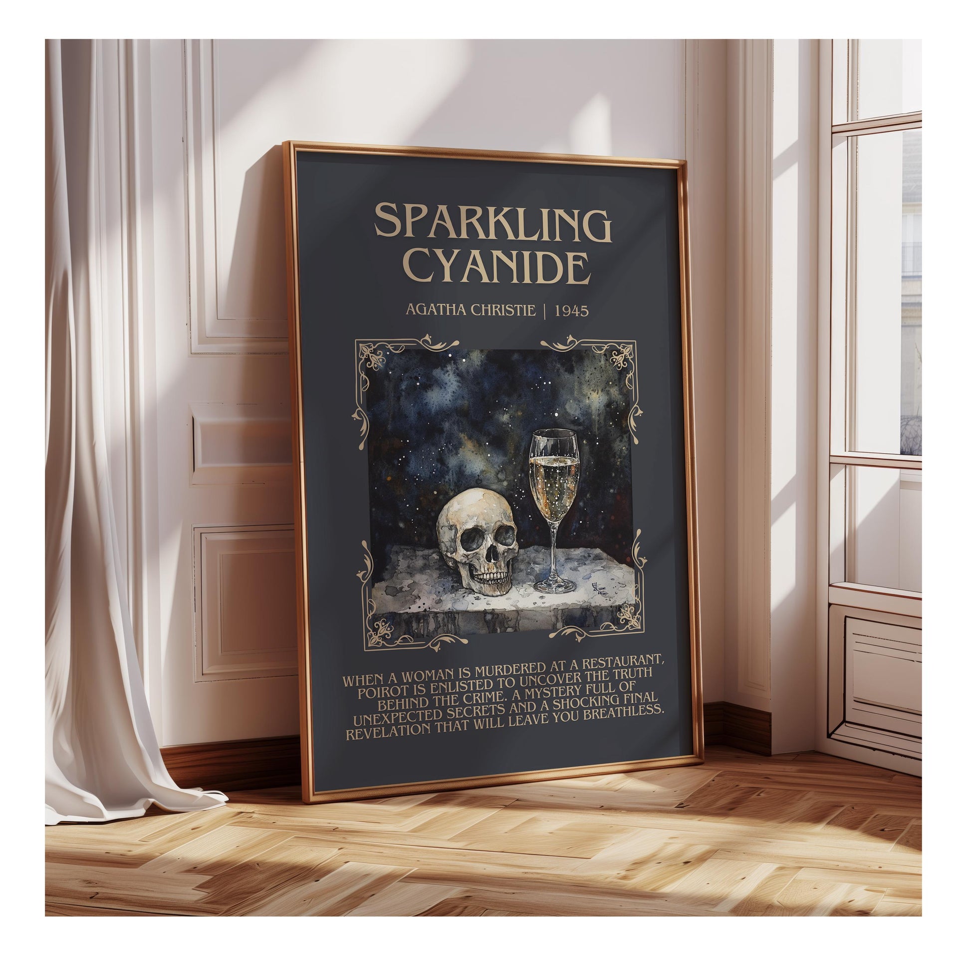Sparkling Cyanide by Agatha Christie | Descriptive Book Poster | Blurby