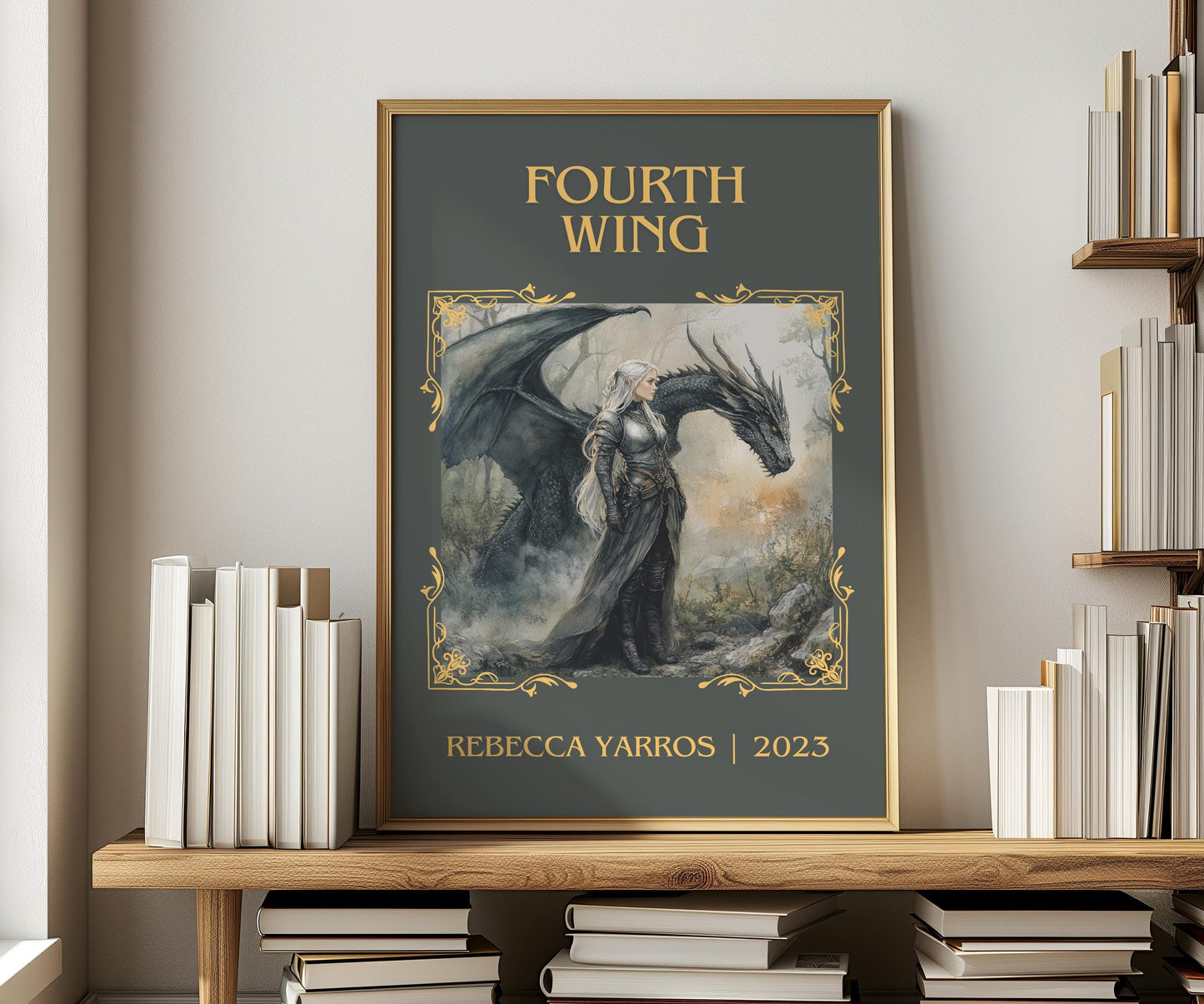Fourth Wing by Rebecca Yarros | Descriptive Book Poster | Minimalist