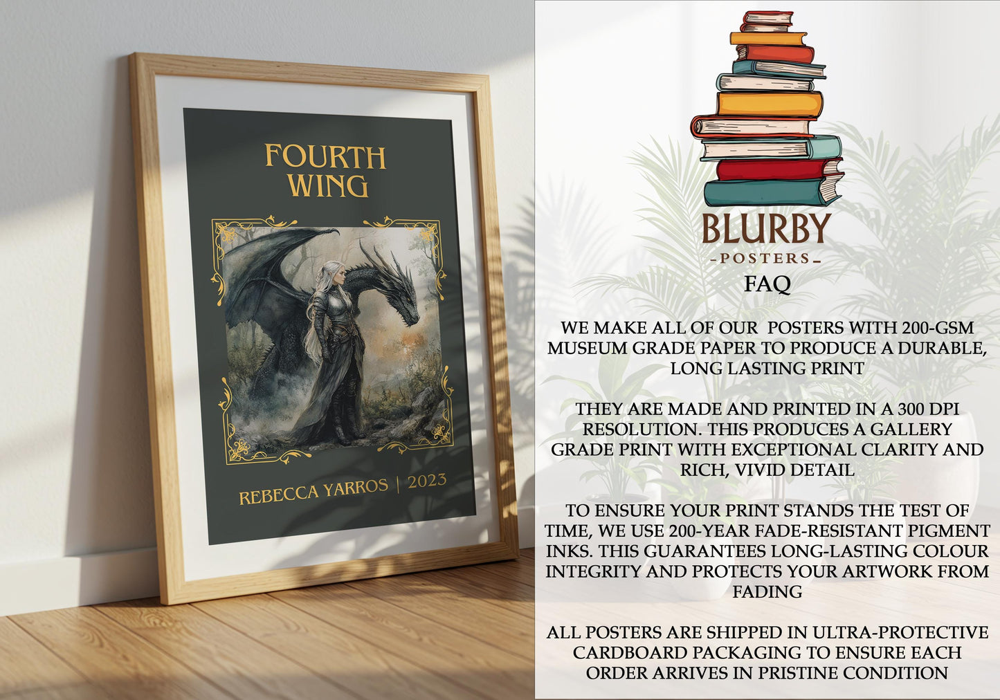 Fourth Wing by Rebecca Yarros | Descriptive Book Poster | Minimalist