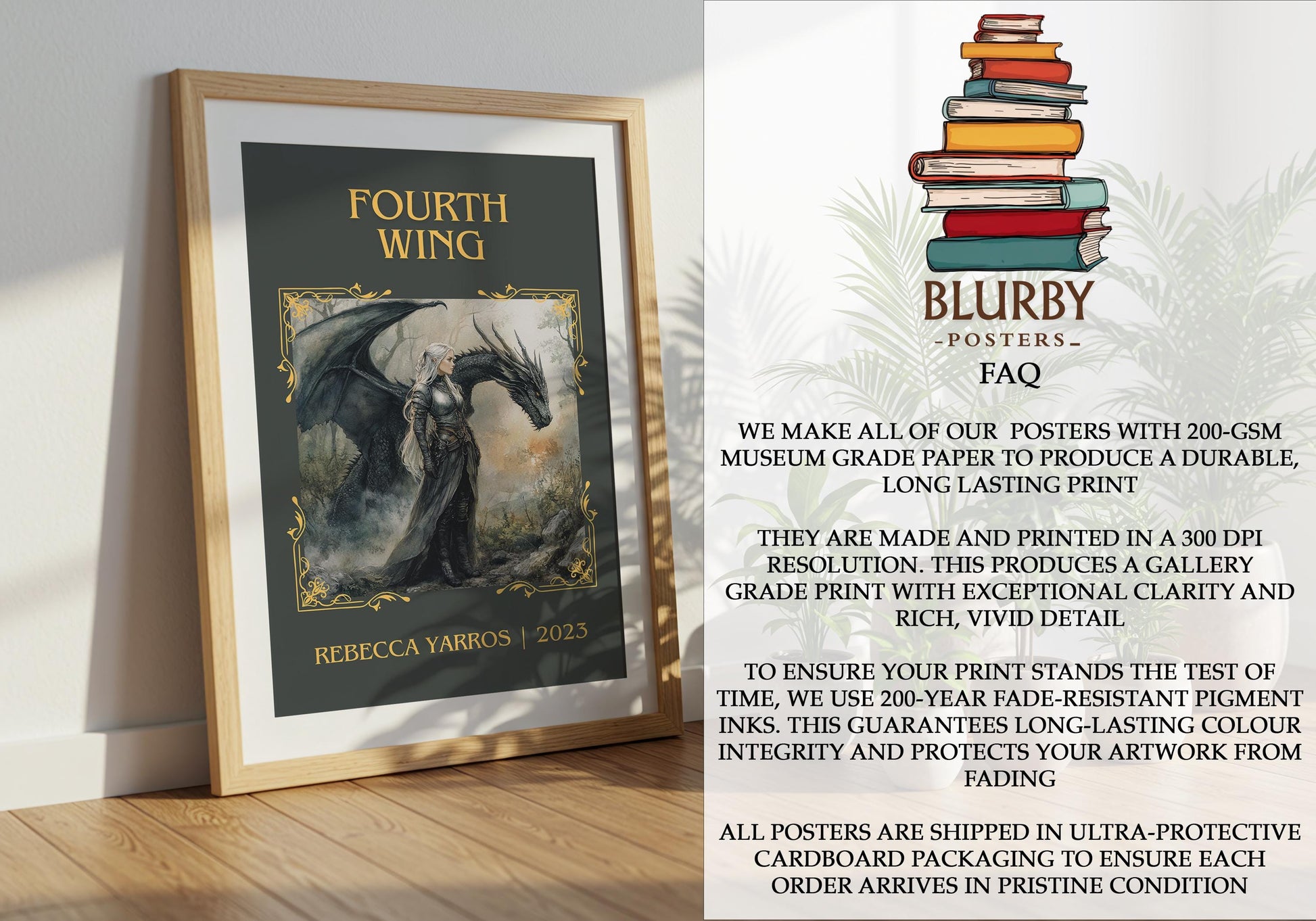 Fourth Wing by Rebecca Yarros | Descriptive Book Poster | Minimalist