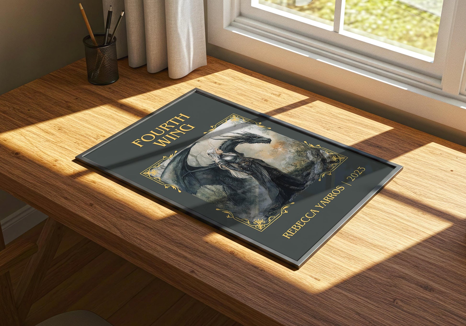 Fourth Wing by Rebecca Yarros | Descriptive Book Poster | Minimalist