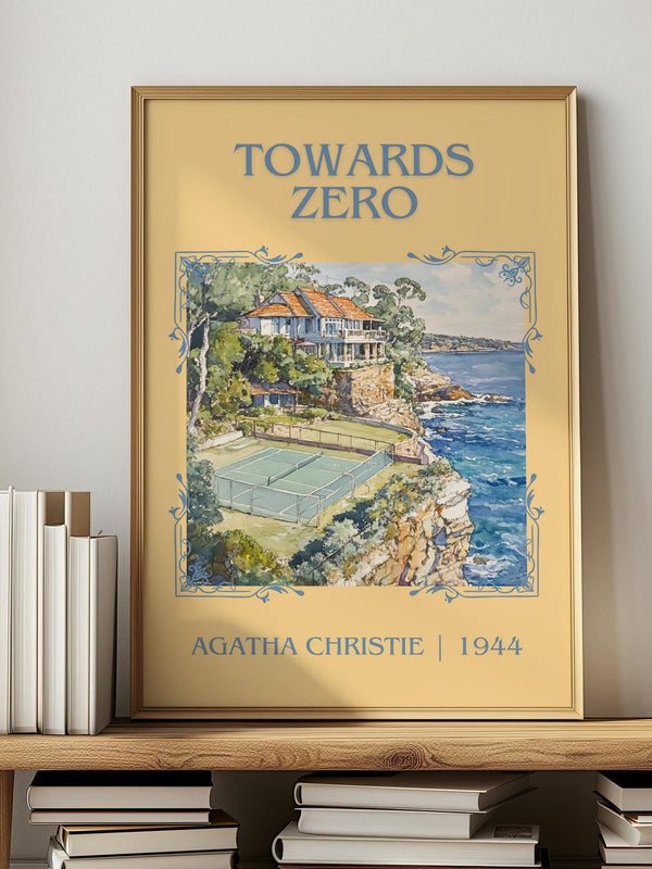 Towards Zero classic book art print in frame leaning in hallway – mystery wall art