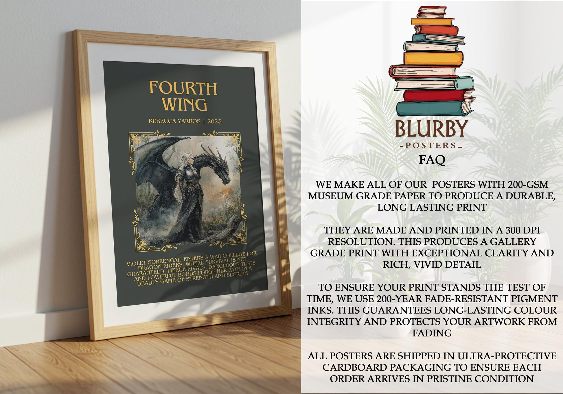 Fourth Wing by Rebecca Yarros | Descriptive Book Poster | Blurby