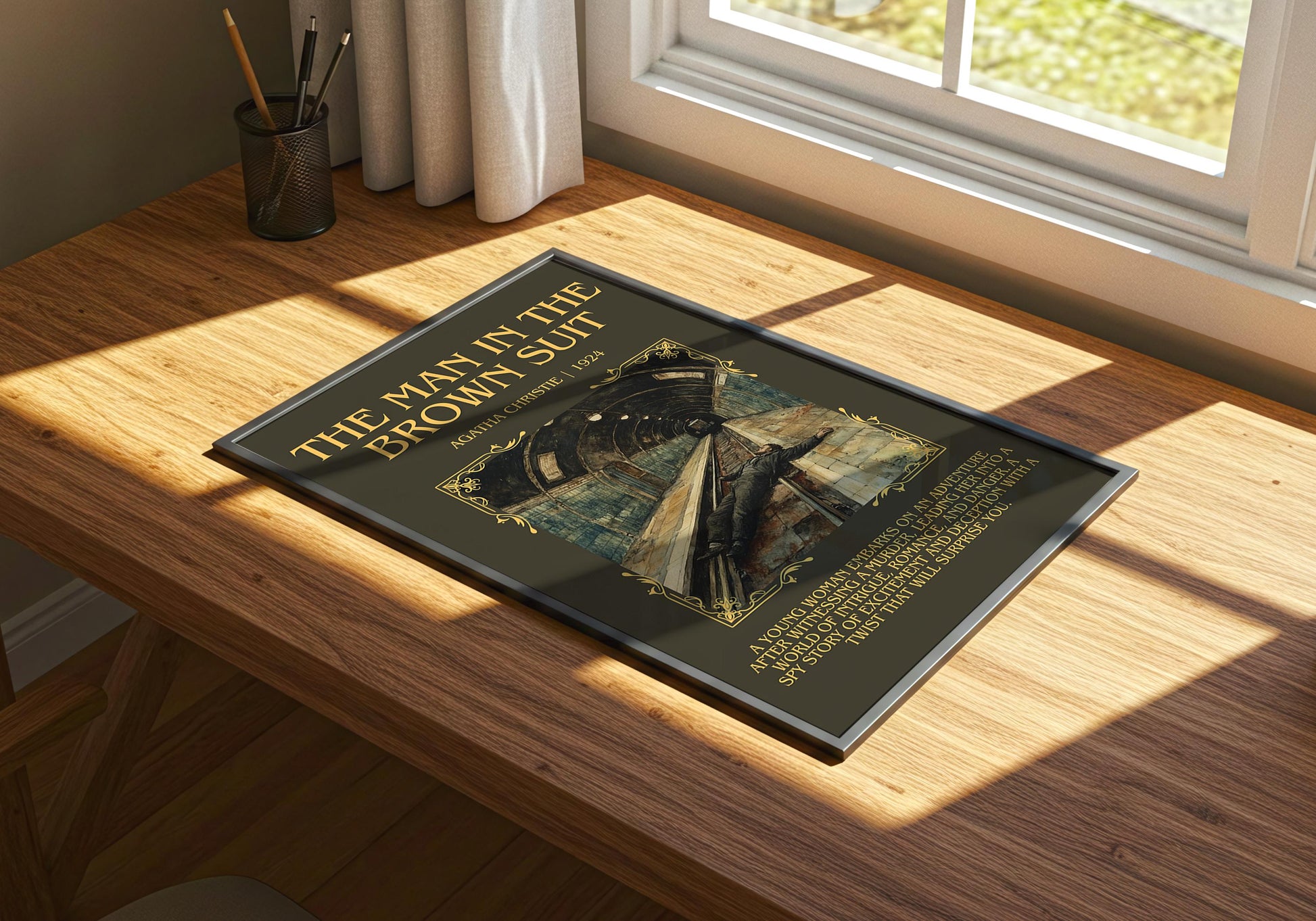 The Man In The Brown Suit by Agatha Christie | Descriptive Book Poster | Blurby