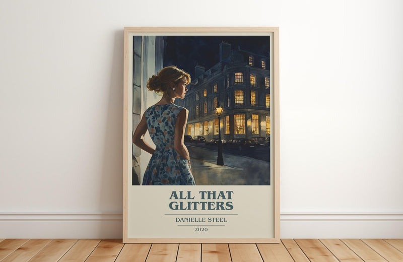 All that Glitters book cover print in frame leaning in hallway – romance wall art