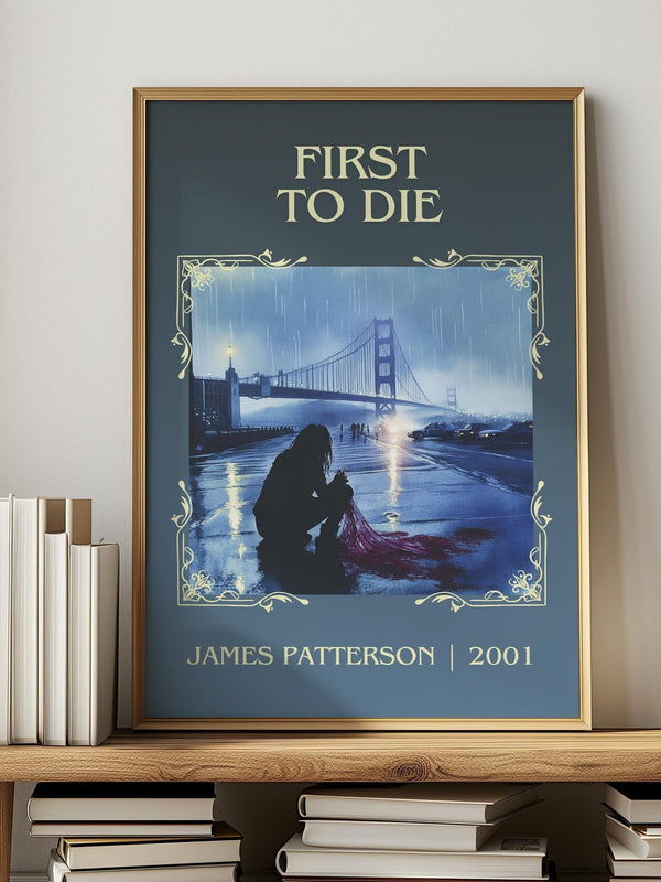 First To Die classic book art print in frame leaning in hallway – thriller wall art