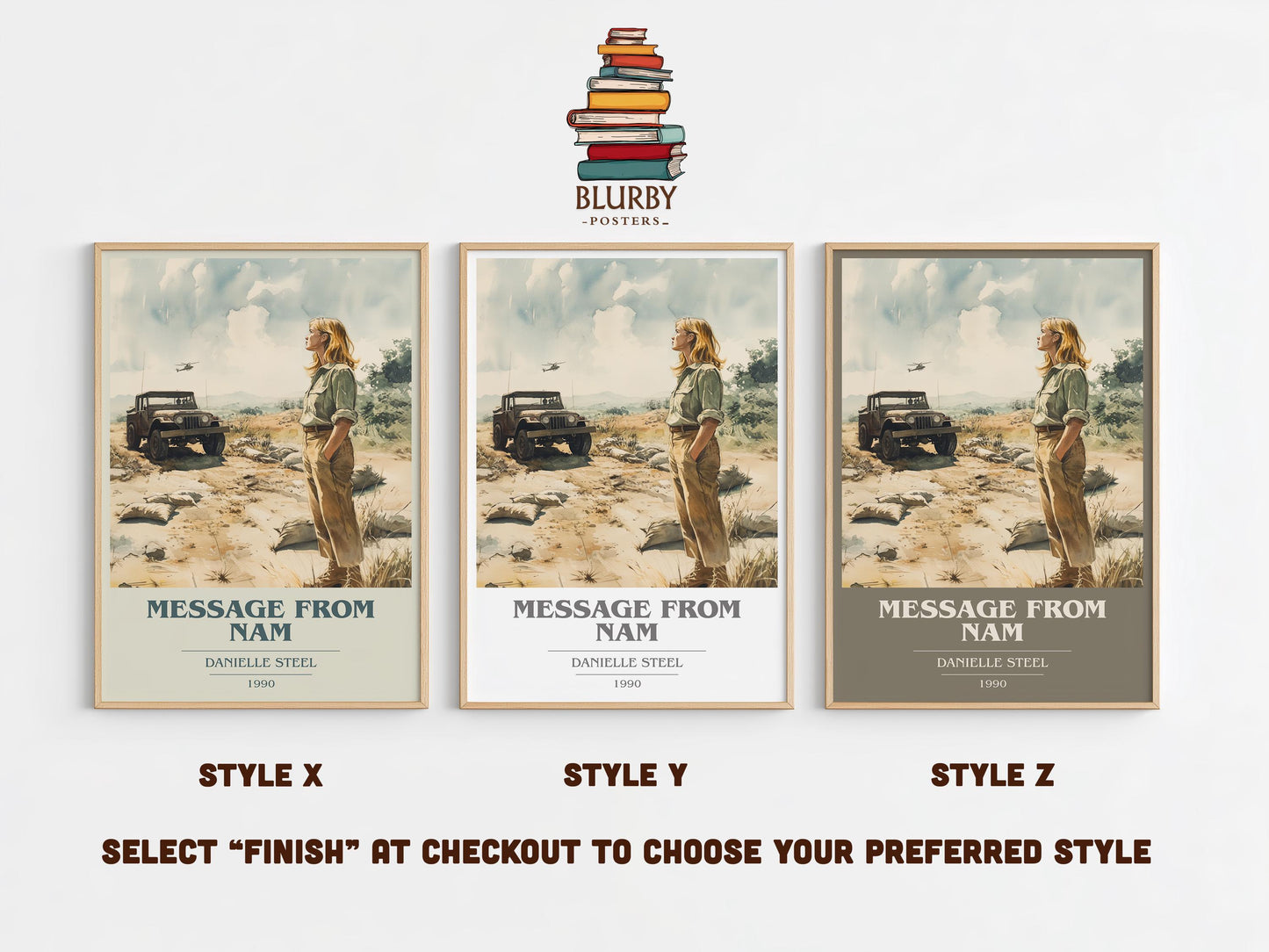 Message from Nam book cover poster colour and style options – Danielle Steel book art