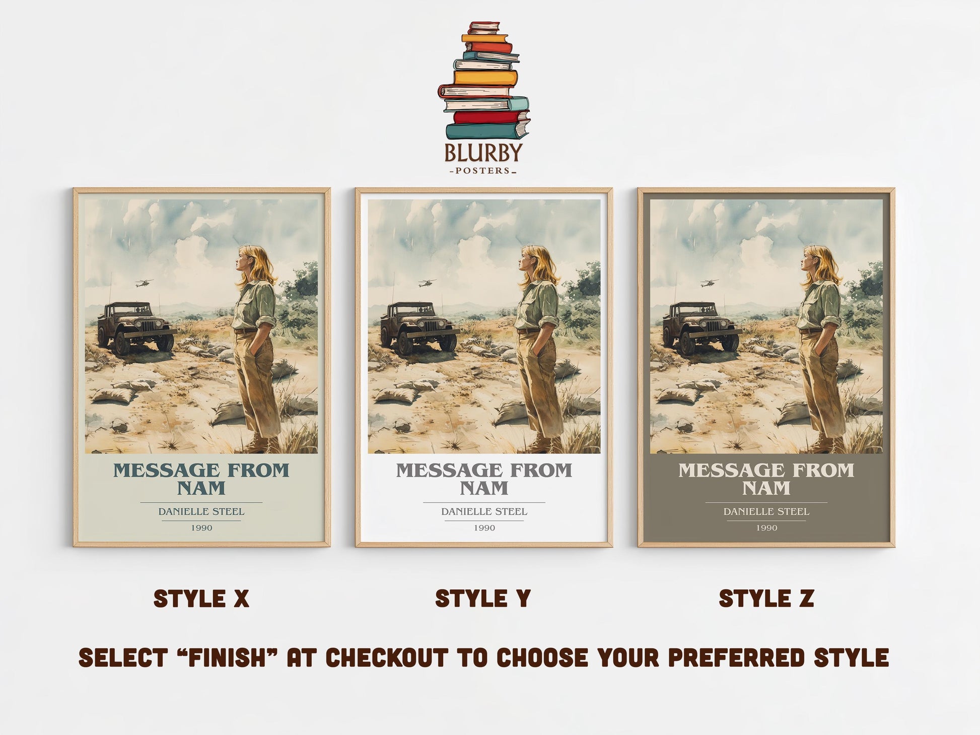 Message from Nam book cover poster colour and style options – Danielle Steel book art