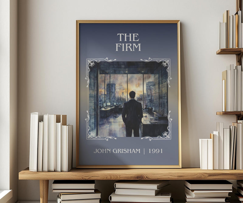 The Firm classic book art print in frame leaning in hallway – thriller wall art