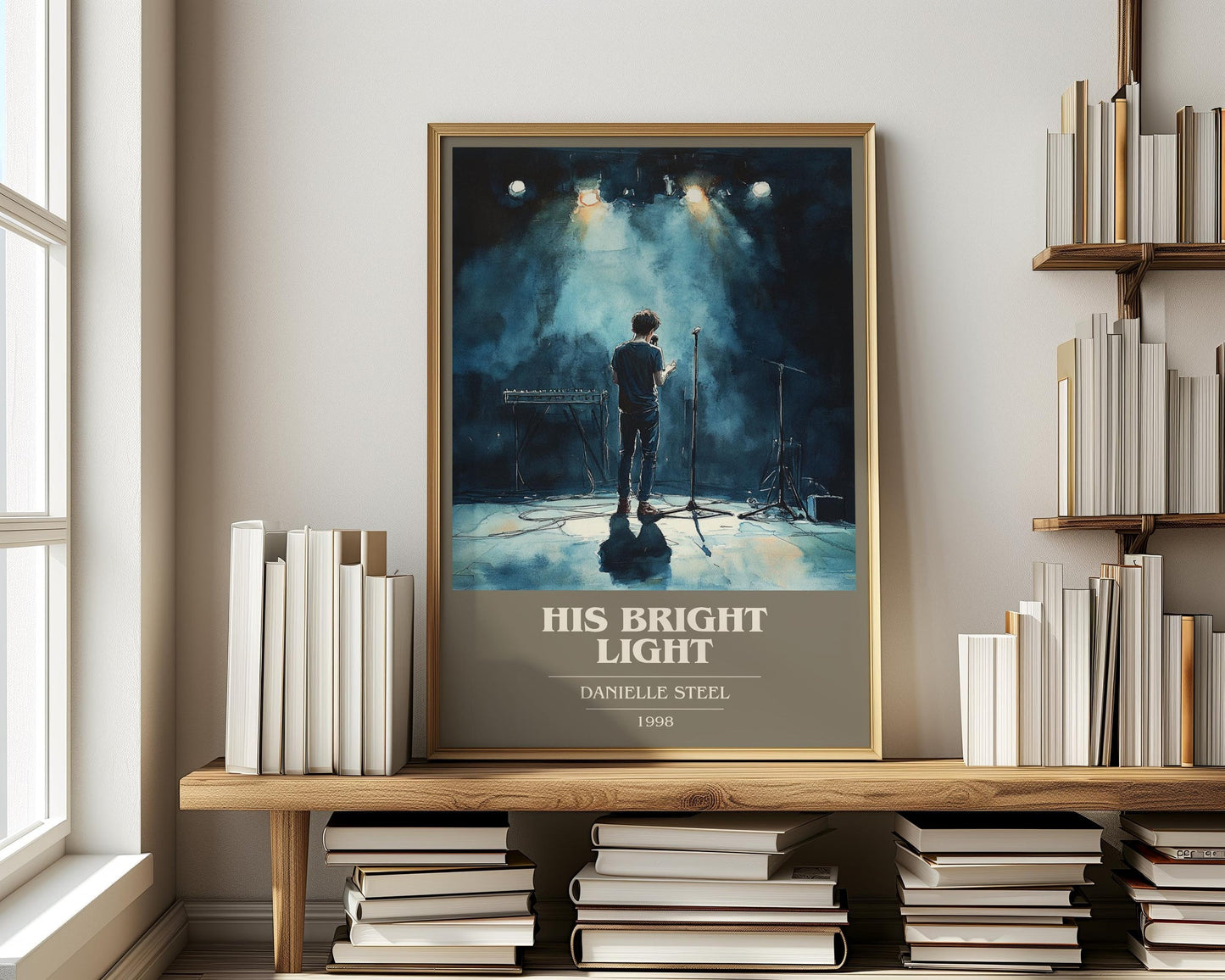 His Bright Light book cover print on bookshelf – Danielle Steel fan gift