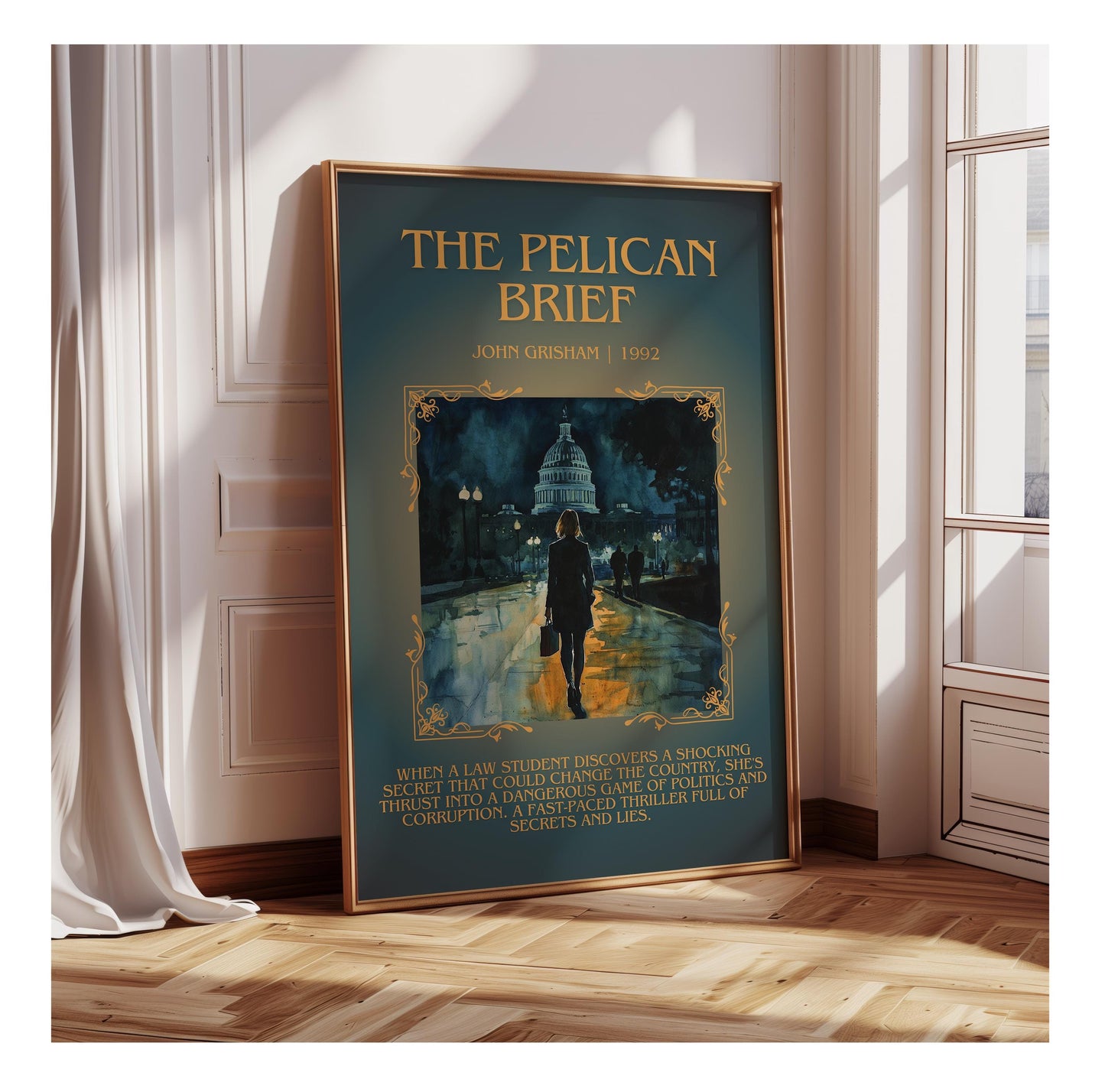 The Pelican Brief by John Grisham | Descriptive Book Poster | Blurby