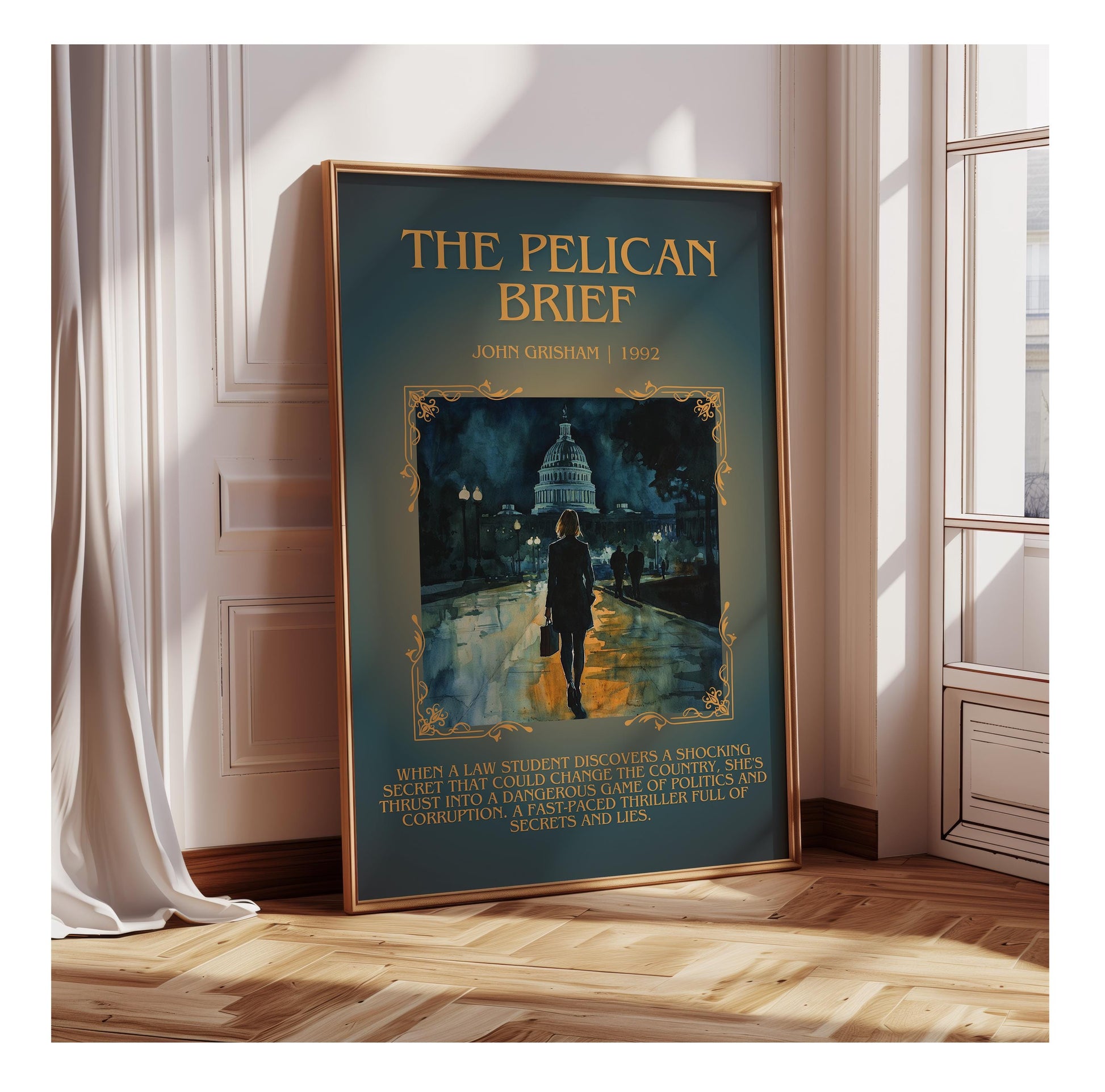 The Pelican Brief by John Grisham | Descriptive Book Poster | Blurby