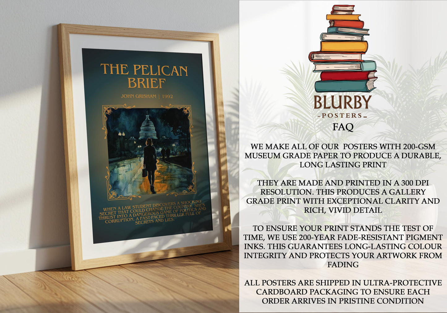 The Pelican Brief by John Grisham | Descriptive Book Poster | Blurby