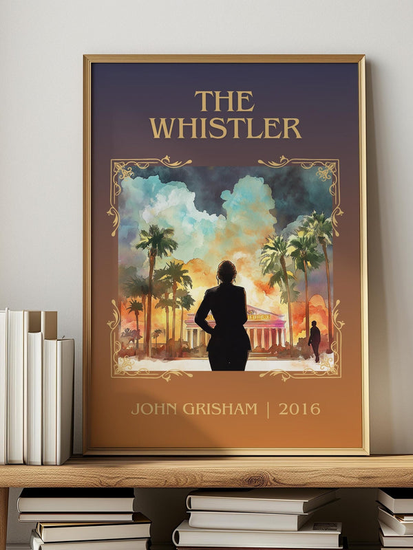 The Whistler classic book art print in frame leaning in hallway – thriller wall art