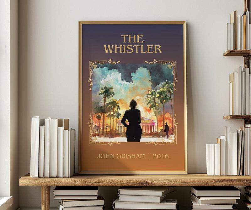 The Whistler classic book art print in frame leaning in hallway – thriller wall art