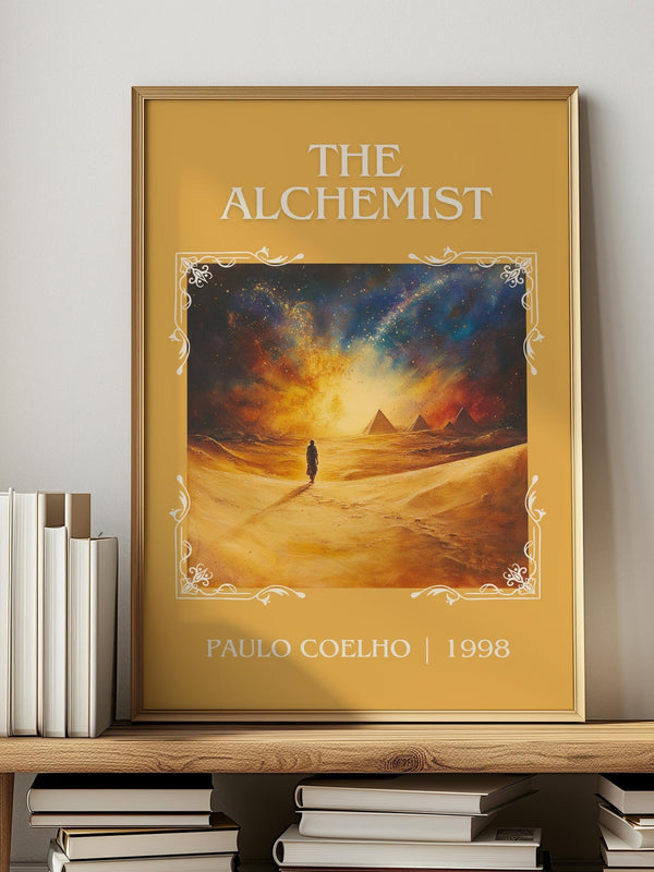 The Alchemist classic book art print in frame leaning in hallway – adventure wall art