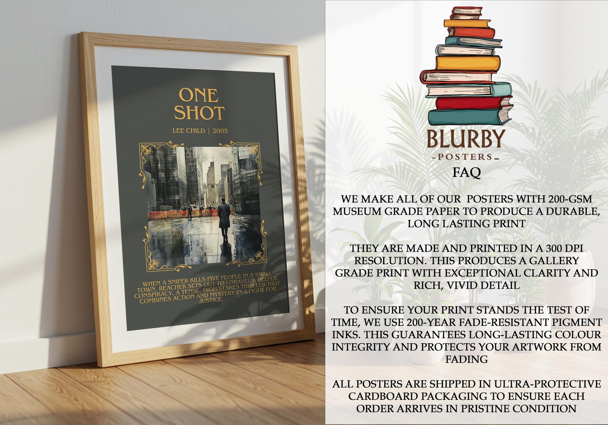 One Shot by Lee Child | Descriptive Book Poster | Blurby