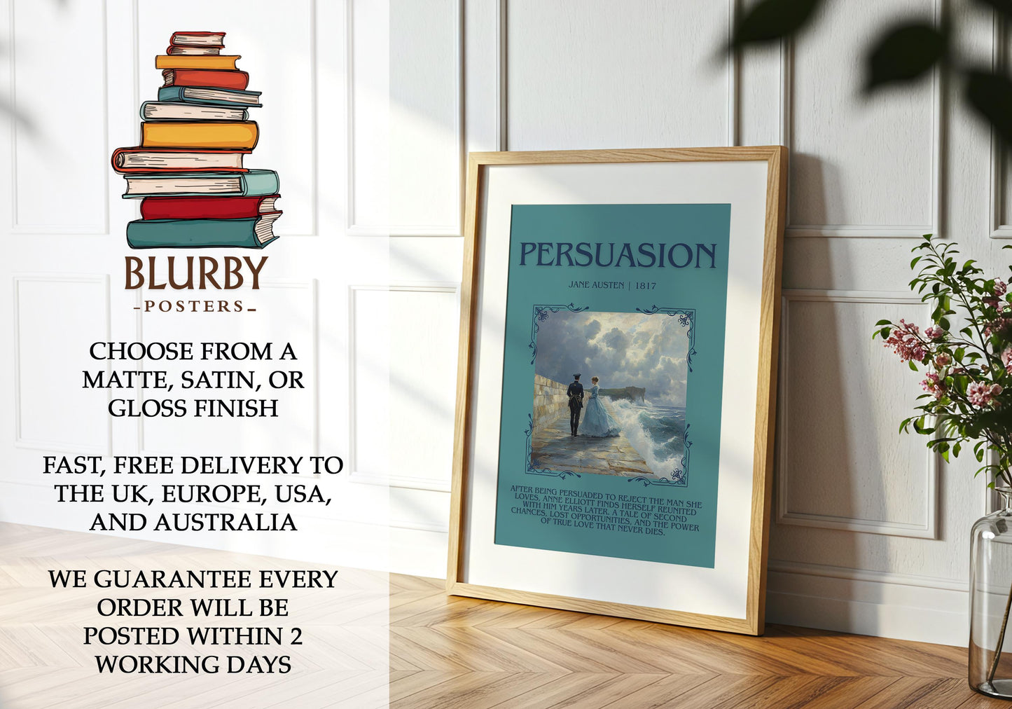 Persuasion by Jane Austen | Descriptive Book Poster | Blurby