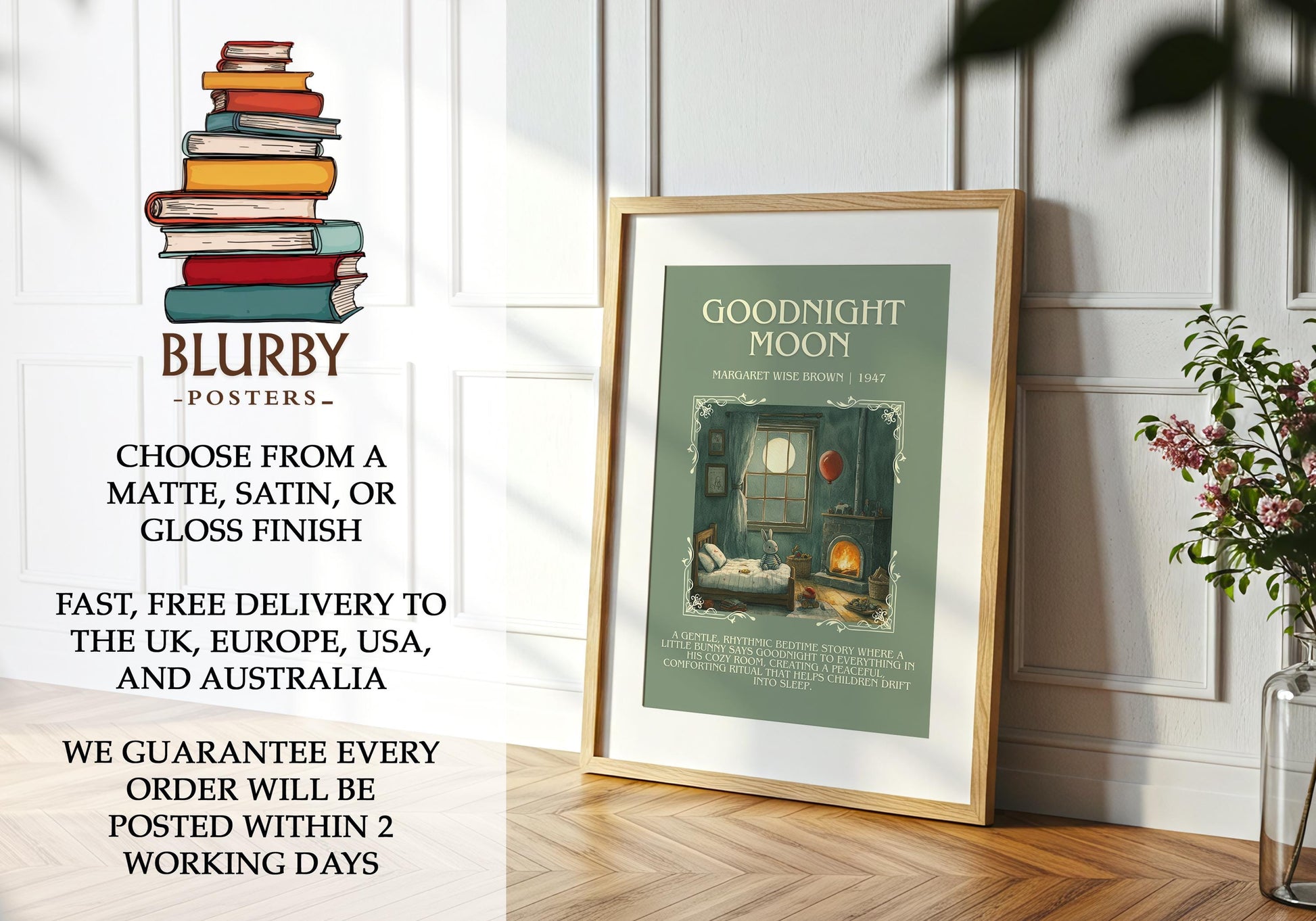 Goodnight Moon by Margaret Wise Brown | Descriptive Book Poster | Blurby