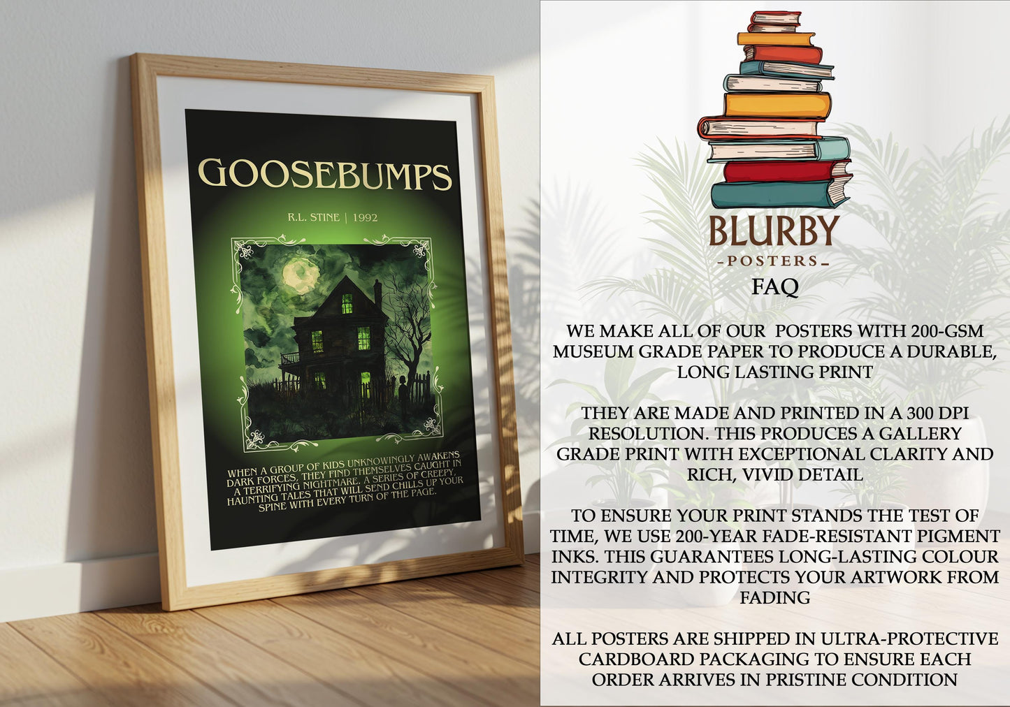 Goosebumps by R.L. Stine | Descriptive Book Poster | Blurby