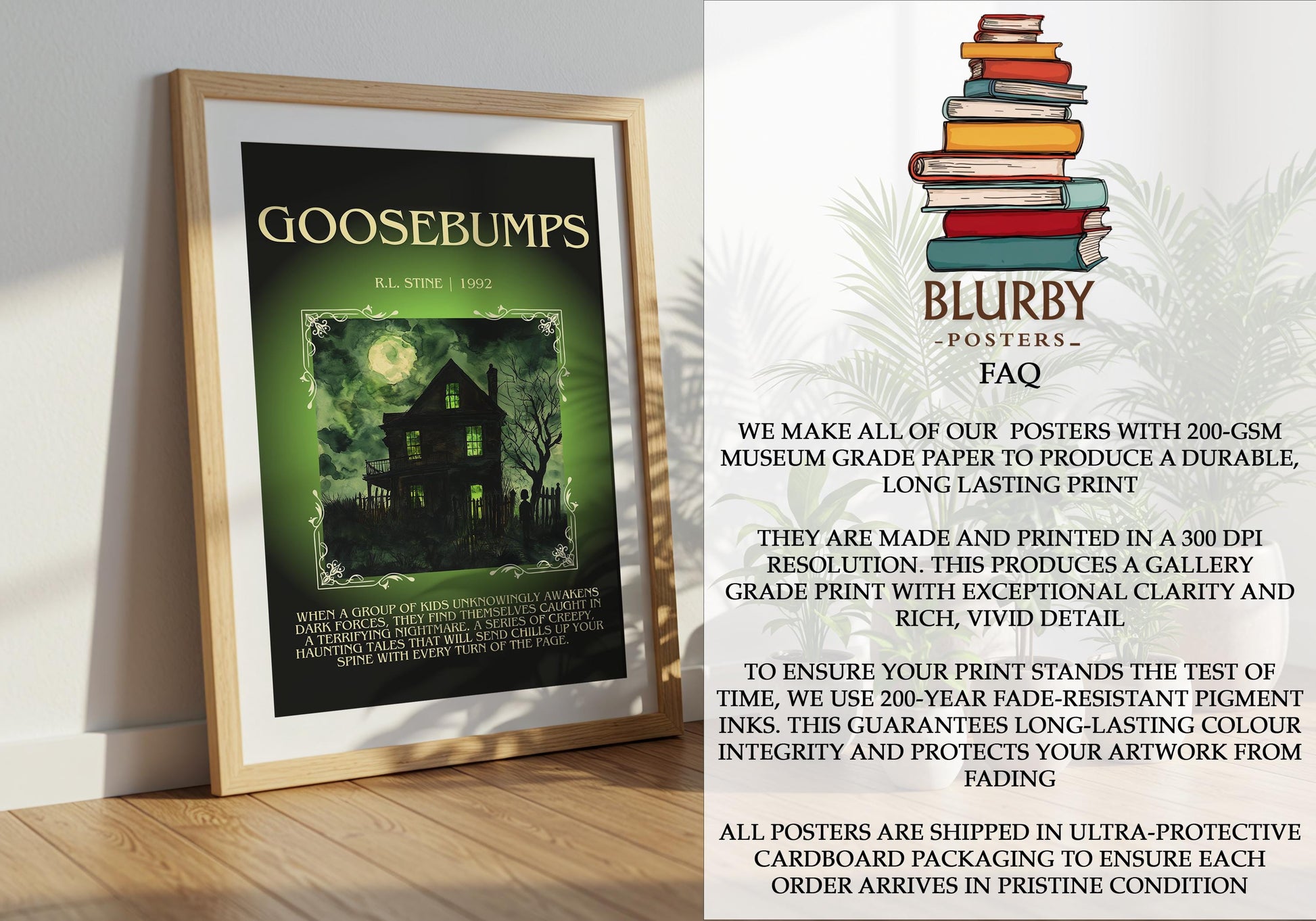 Goosebumps by R.L. Stine | Descriptive Book Poster | Blurby