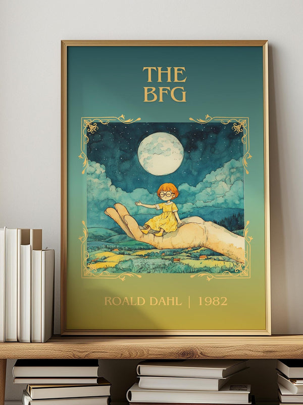 The BFG classic book art print in frame leaning in hallway – childrens wall art