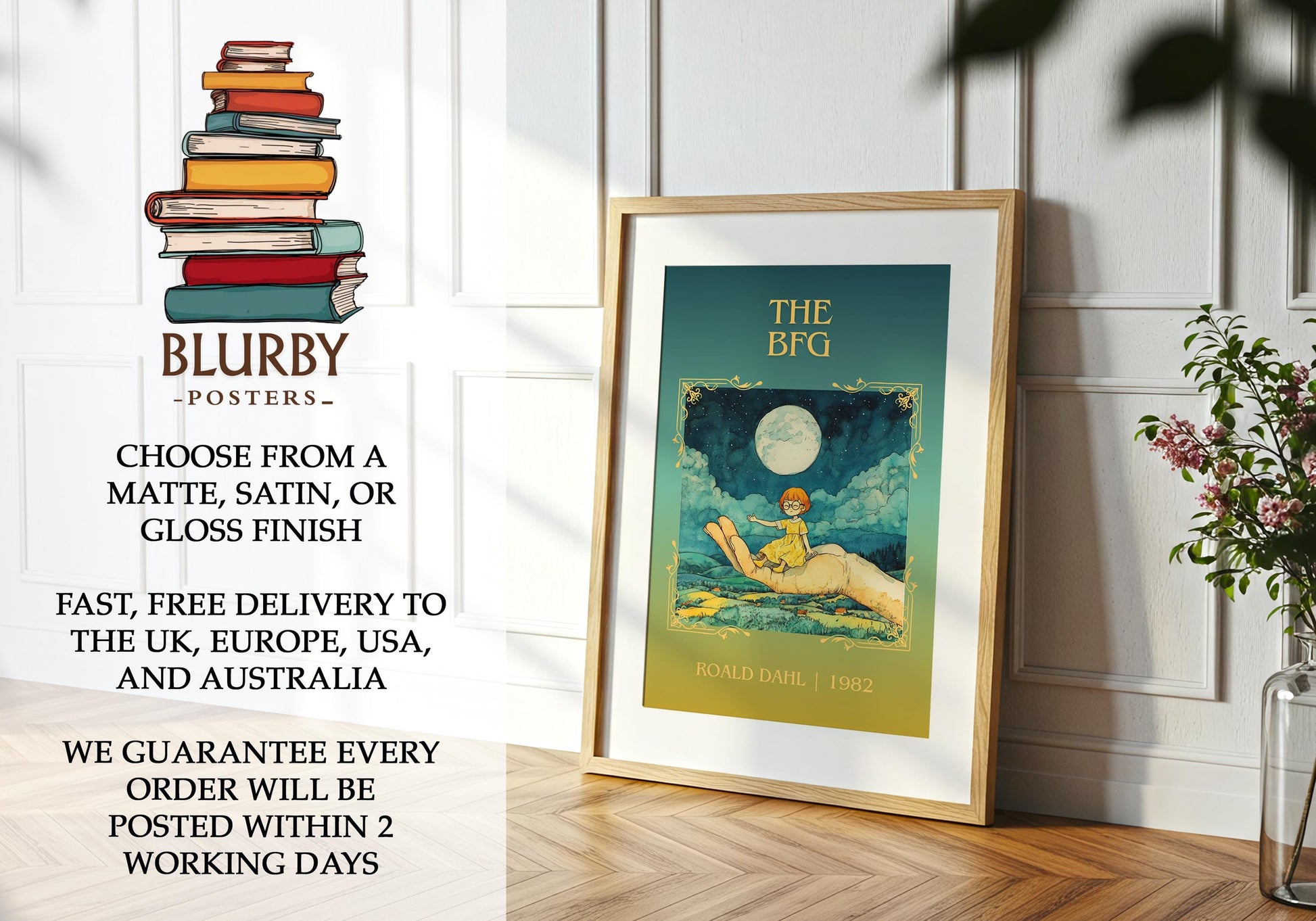 The BFG by Roald Dahl | Descriptive Book Poster | Minimalist