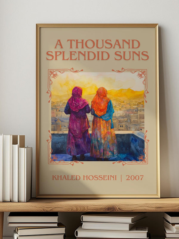 A Thousand Splendid Suns classic book art print in frame leaning in hallway – historical fiction wall art