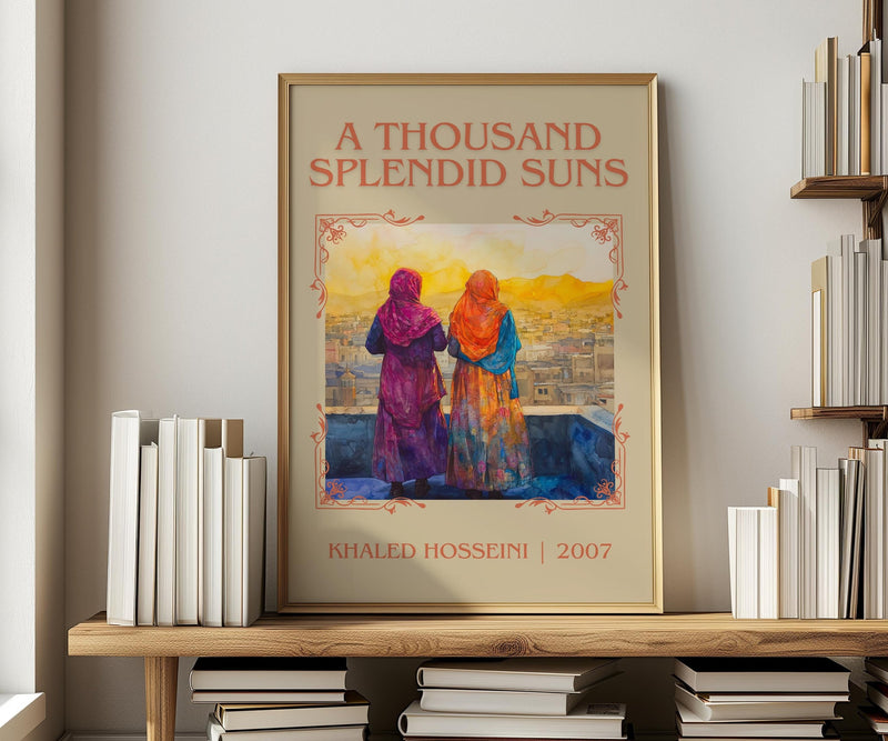 A Thousand Splendid Suns classic book art print in frame leaning in hallway – historical fiction wall art