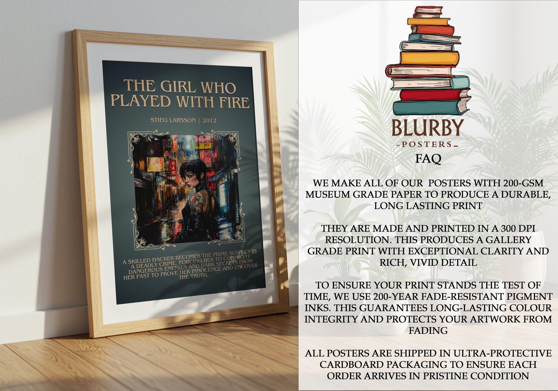 The Girl Who Played With Fire by Stieg Larsson | Descriptive Book Poster | Blurby