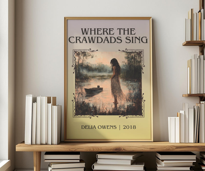Where the Crawdads Sing classic book art print in frame leaning in hallway – historical fiction wall art