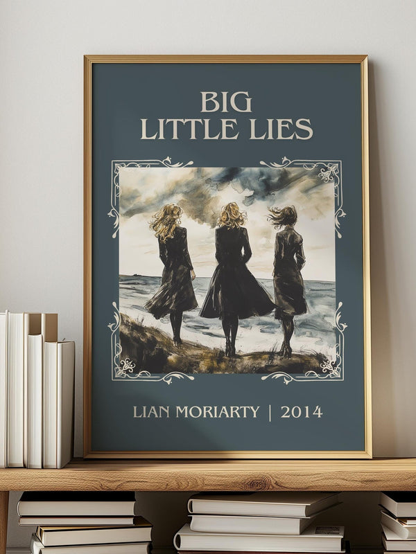 Big Little Lies classic book art print in frame leaning in hallway – contemporary fiction wall art