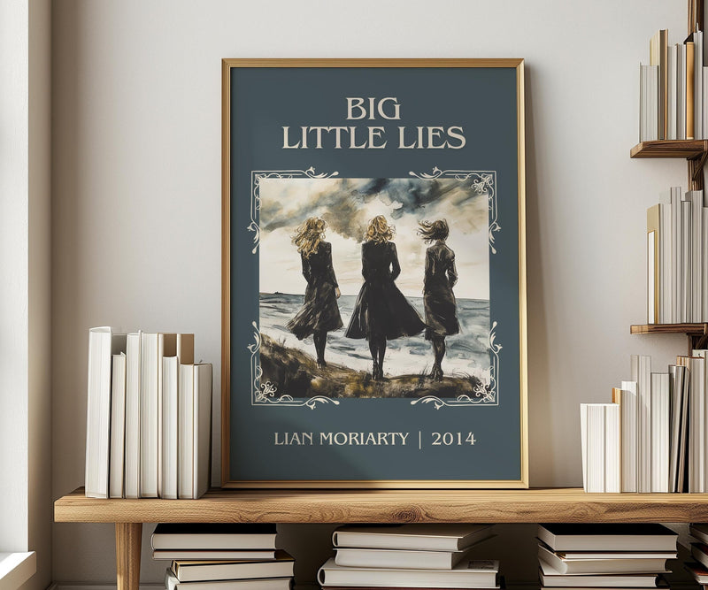 Big Little Lies classic book art print in frame leaning in hallway – contemporary fiction wall art