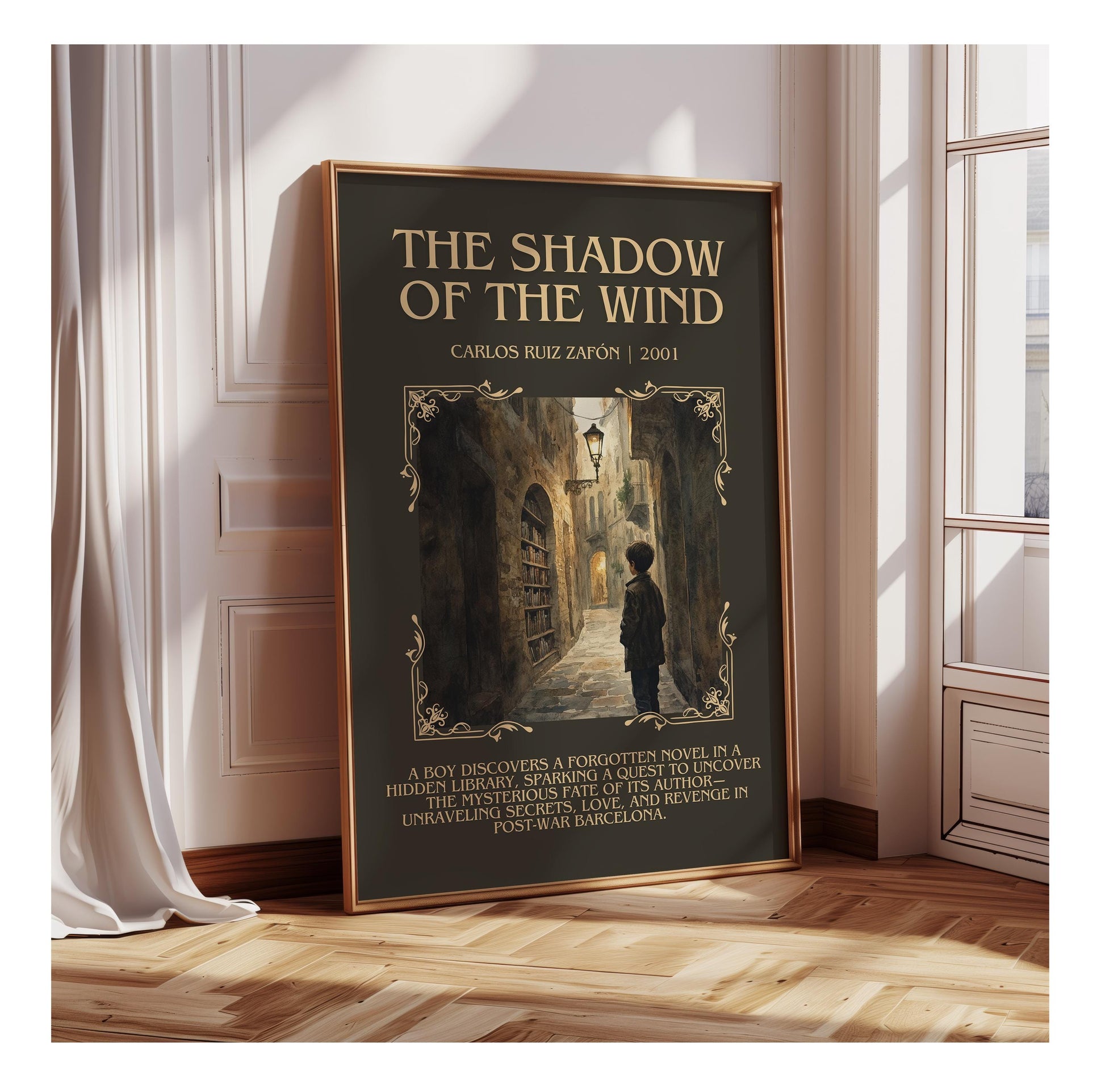 The Shadow Of The Wind by Carlos Ruiz Zafon | Descriptive Book Poster | Blurby