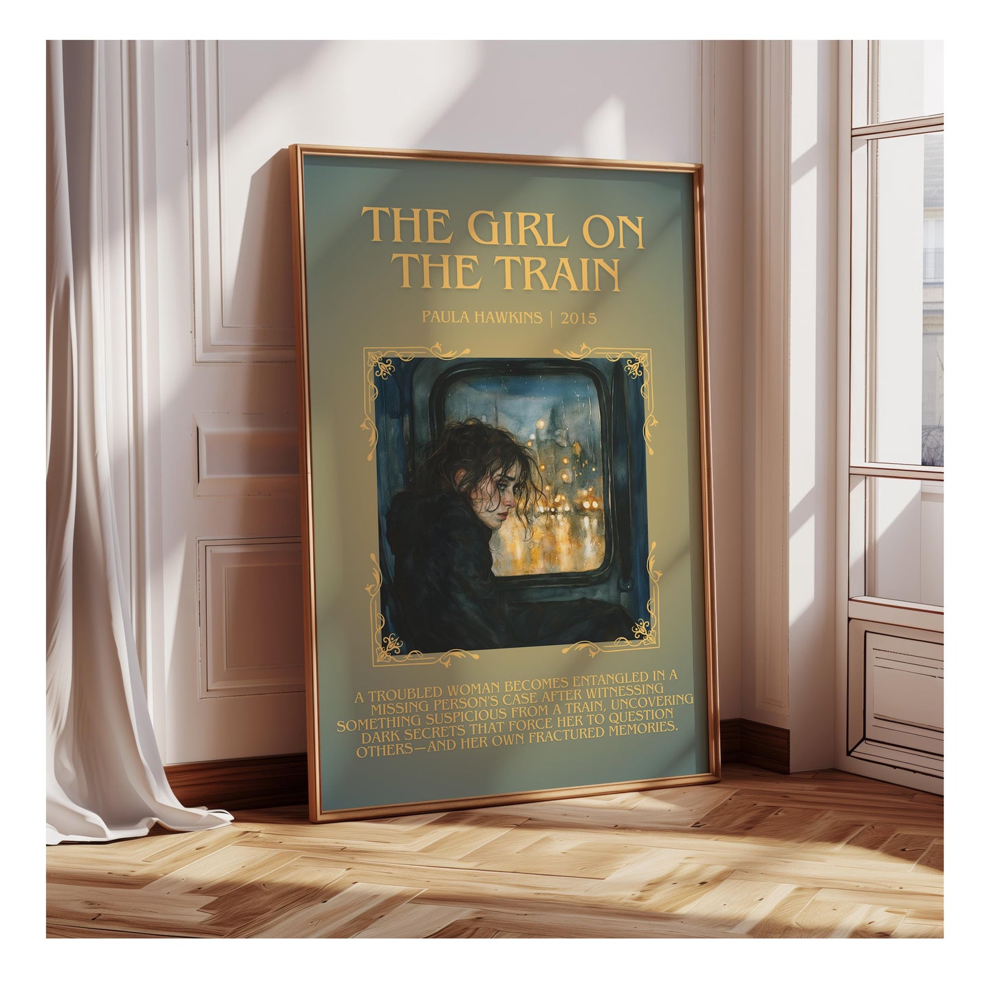 The Girl On The Train by Paula Hawkins | Descriptive Book Poster | Blurby