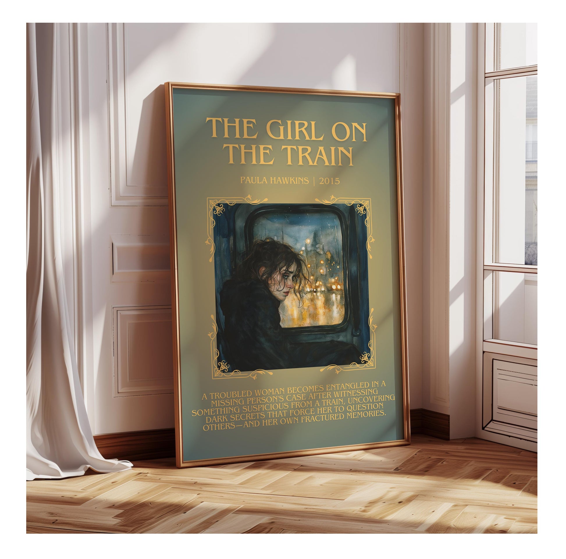 The Girl On The Train by Paula Hawkins | Descriptive Book Poster | Blurby