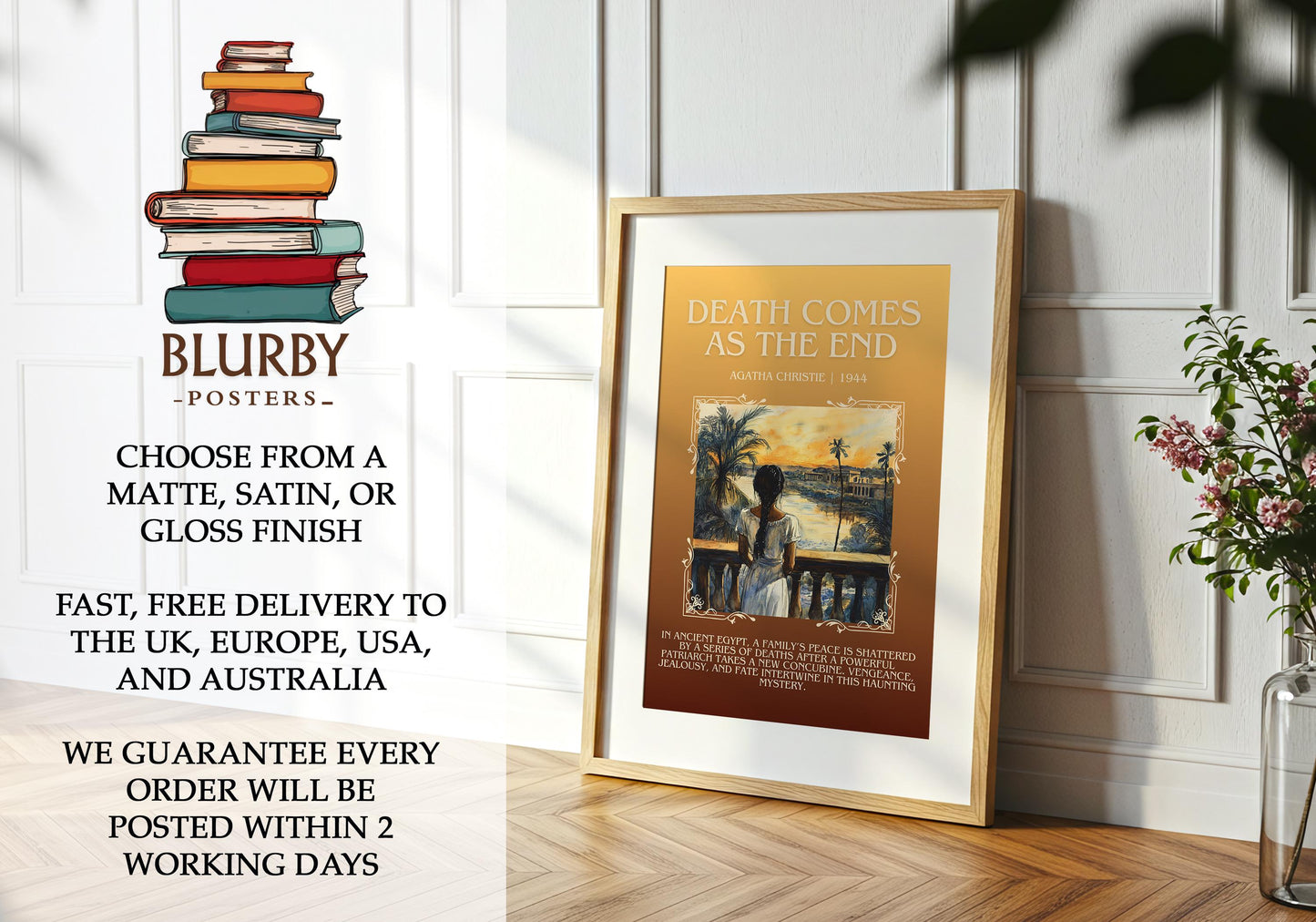 Death Comes At The End by Agatha Christie | Descriptive Book Poster | Blurby