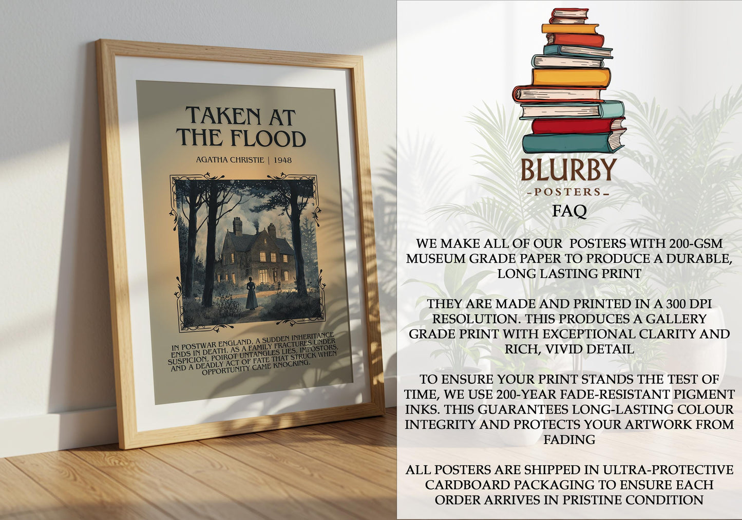 Taken At The Flood by Agatha Christie | Descriptive Book Poster | Blurby