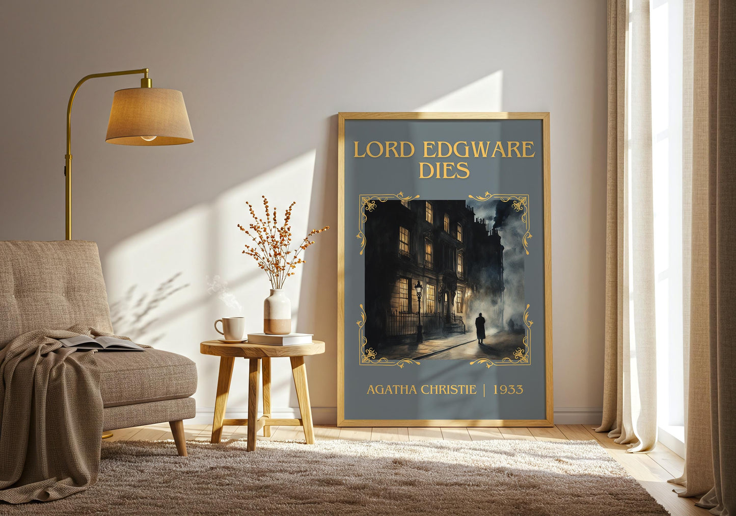 Lord Edgware Dies by Agatha Christie | Descriptive Book Poster | Minimalist