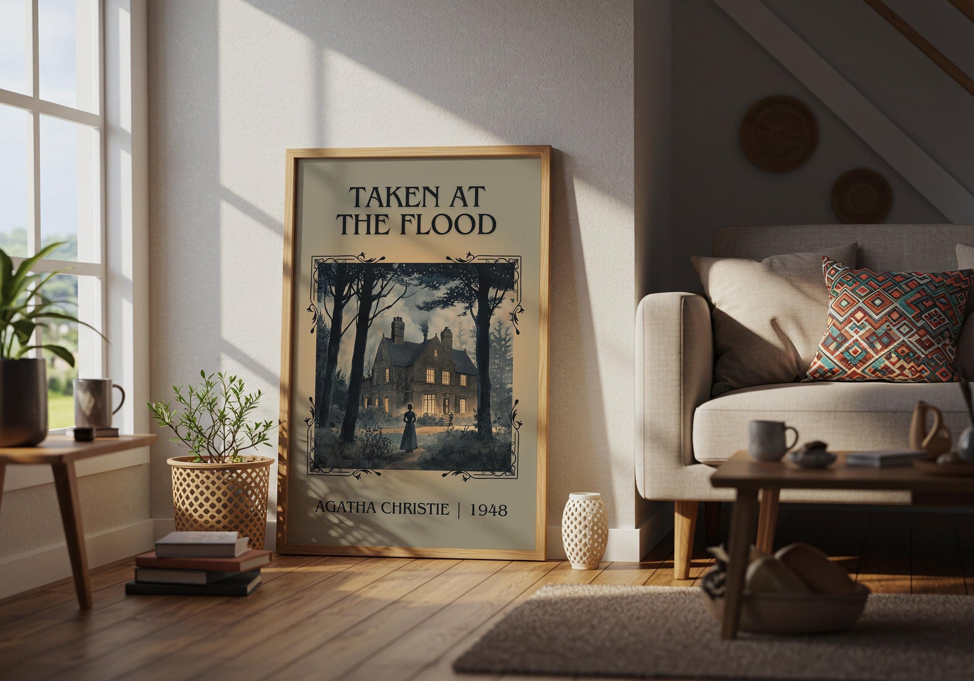Taken At The Flood by Agatha Christie | Descriptive Book Poster | Minimalist