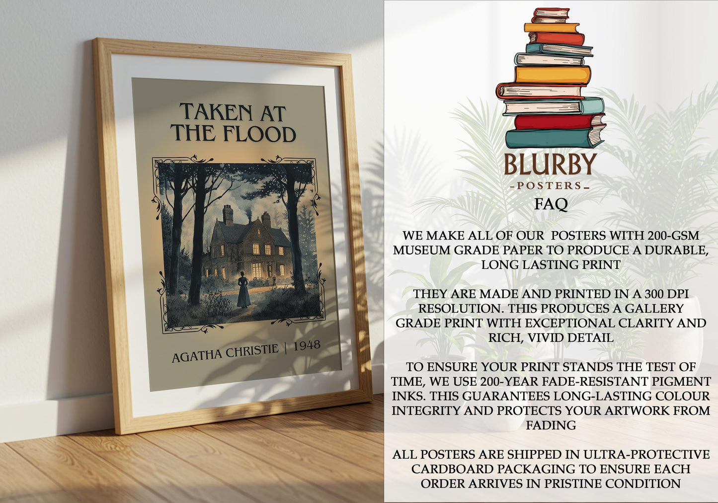 Taken At The Flood by Agatha Christie | Descriptive Book Poster | Minimalist