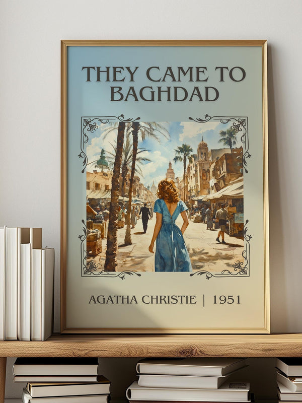 They Came to Baghdad classic book art print in frame leaning in hallway – thriller wall art