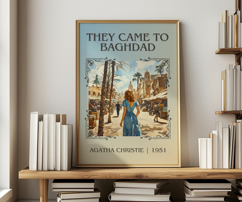They Came to Baghdad classic book art print in frame leaning in hallway – thriller wall art