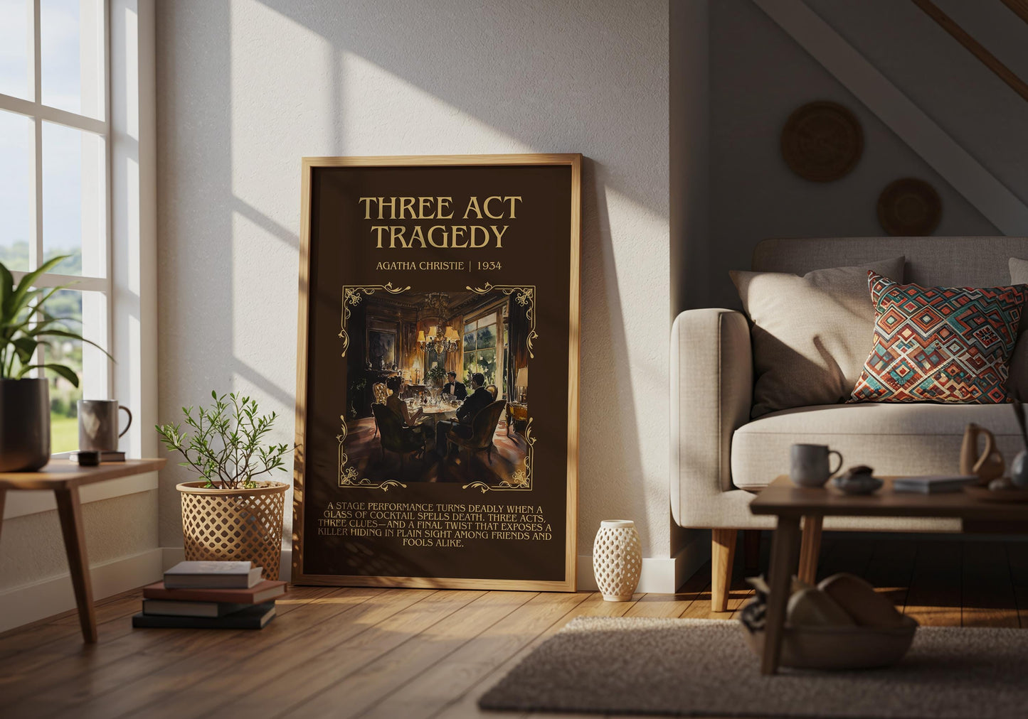 Three Act Tragedy by Agatha Christie | Descriptive Book Poster | Blurby