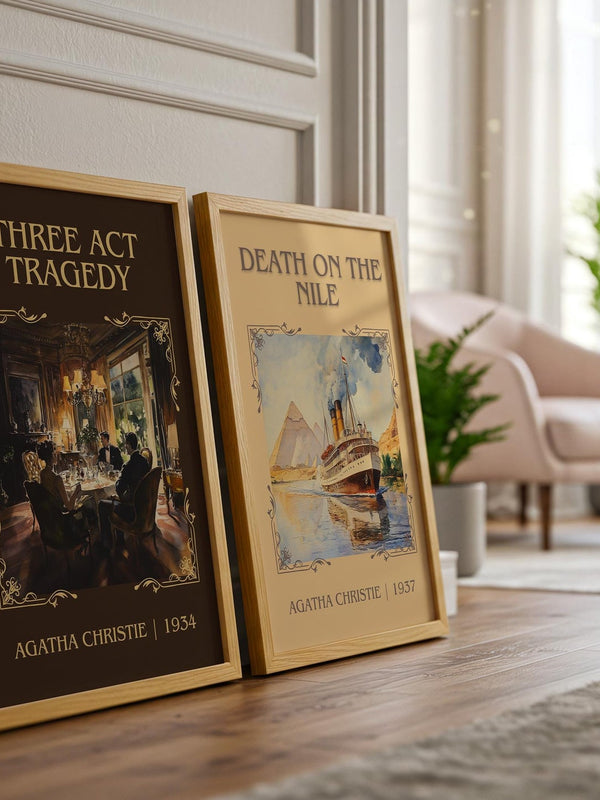 Three Act Tragedy classic book art book poster framed on wall – mystery wall art