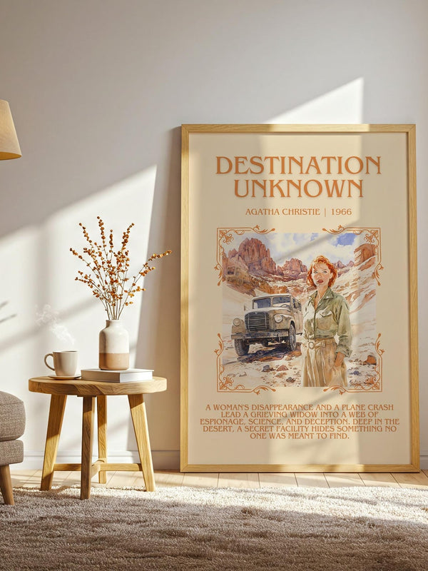 Destination Unknown minimalist print framed by window – literary home decor