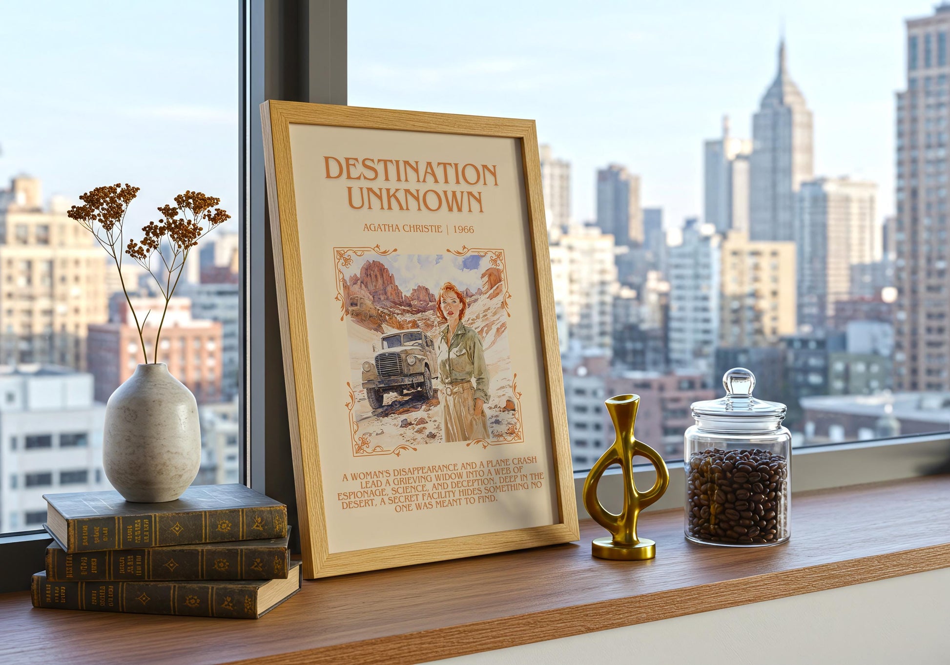 Destination Unknown by Agatha Christie | Descriptive Book Poster | Blurby
